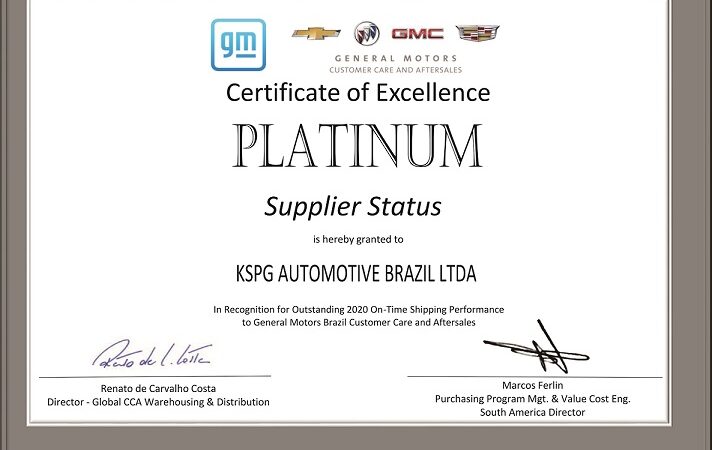 KS conquista prêmio de fornecedor de qualidade aftermarket da GM