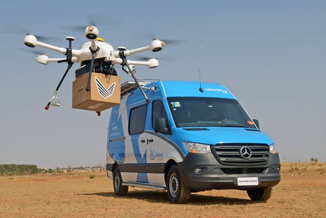 Sprinter é transformada em base operacional para pousos e decolagens de drones