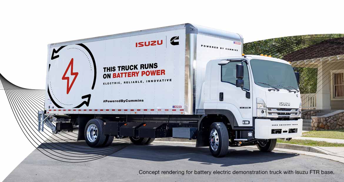 Cummins e Isuzu anunciam colaboração de caminhões elétricos de bateria