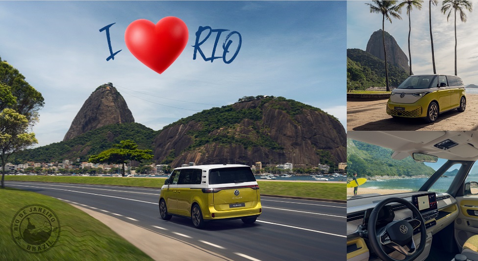Kombi elétrica passeia pelo Rio e ganha fotos em pontos turísticos