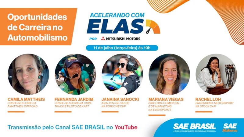 Primeira live do “Acelerando com elas” da SAE Brasil vai ao ar dia 11