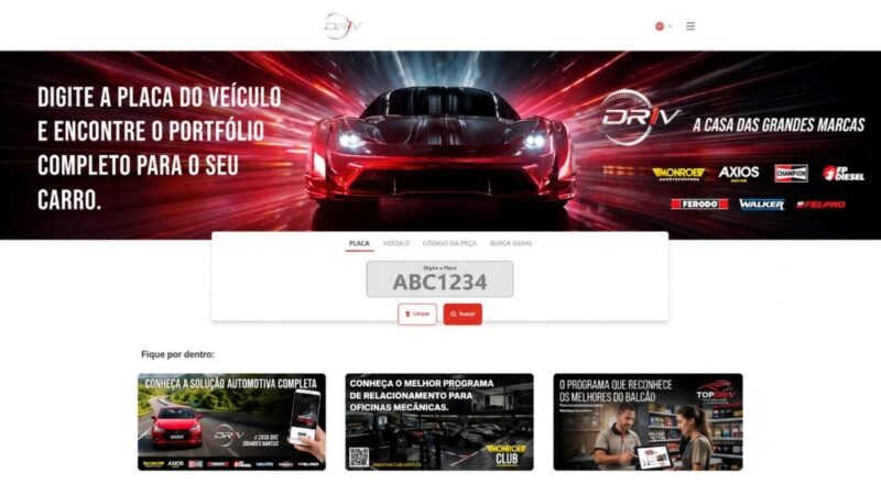 DRiV lança catálogo online integrado com busca por placa do veículo