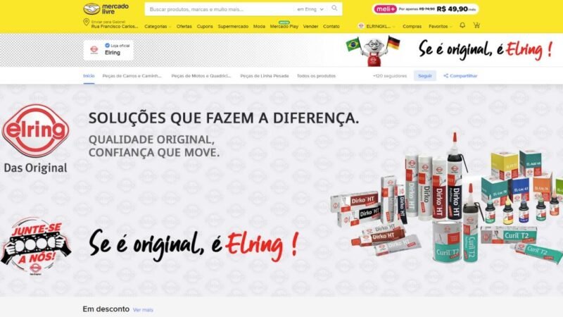 Elring lança loja oficial no Mercado Livre e amplia presença digital no mercado de reposição